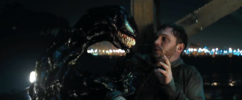 The Venom symbiote having a chat with Tom Hardy’s Eddie Brock.